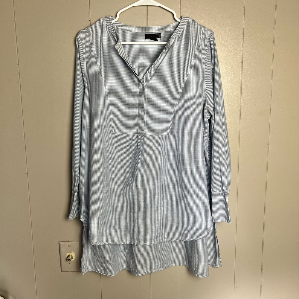 JW Style 100% Cotton Long Sleeve Tunic Striped Sz M